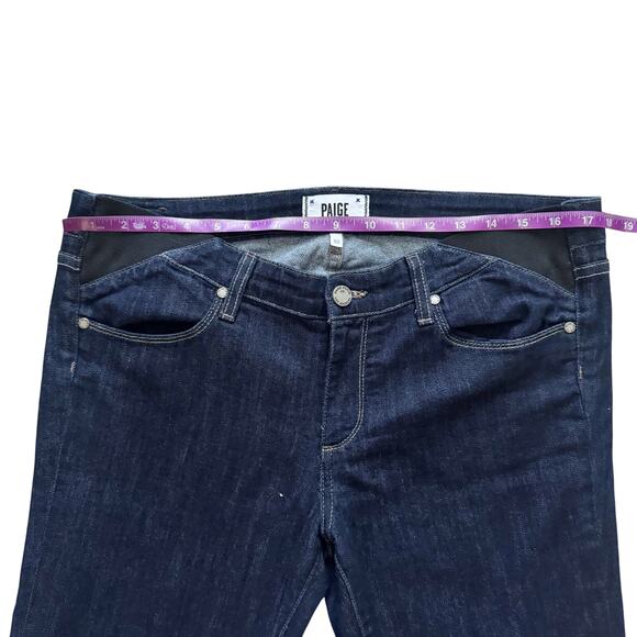 Paige Skyline Boot Jeans Women's Sz 10 30 Blue Dark wash Bootcut Mid Rise Boho - Picture 8 of 16